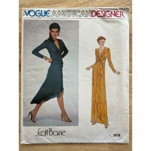 Vogue American Designer Scott Barrie Misses' Dress Pattern‎ 2218 Size 14 Uncut